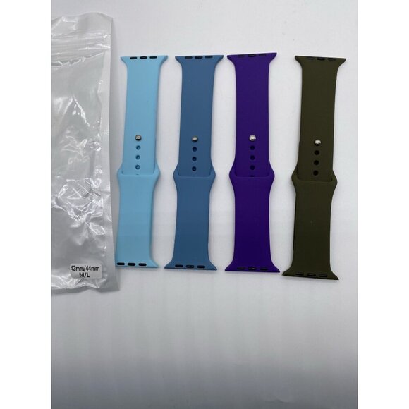 Watch Sports Silicone Bands 42mm 4-Pack Mixed Colors M/L Pin-Tuck Closure - Picture 2 of 5